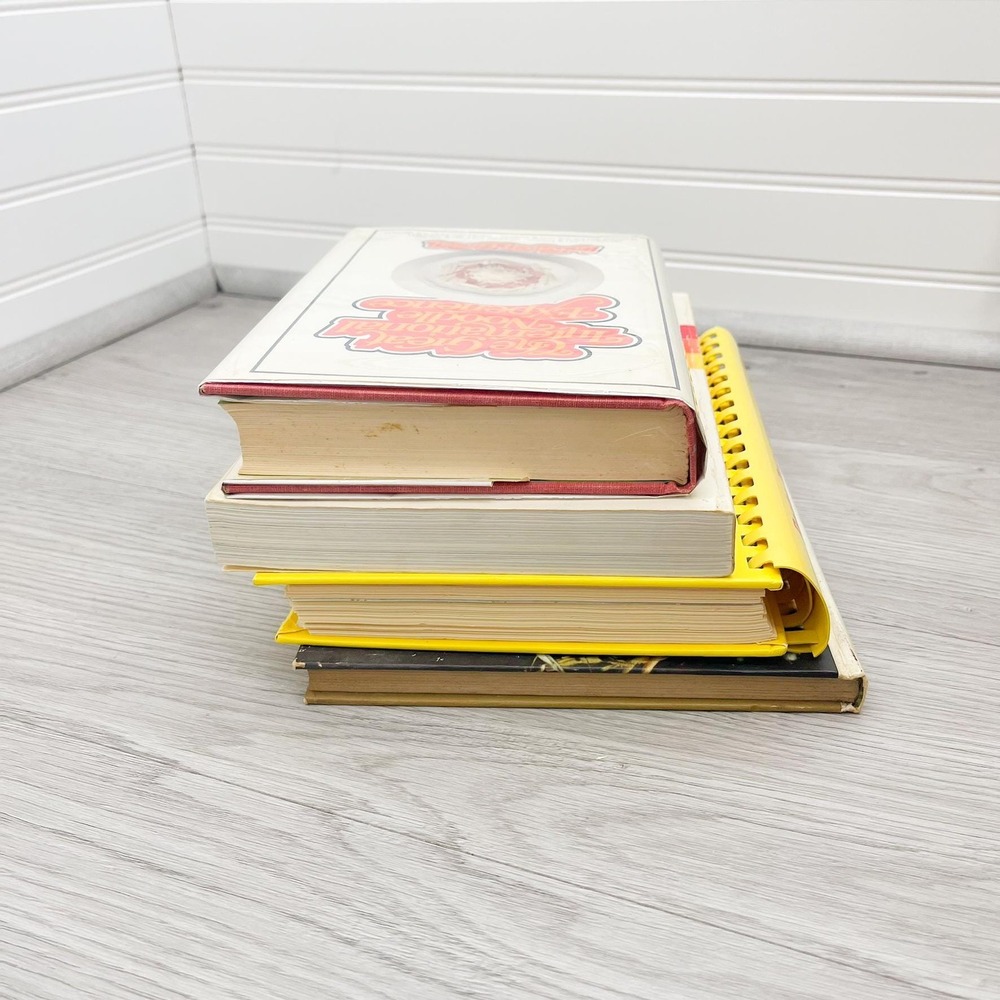Vintage Stack of Cookbooks - Retro Books for Decoration - Yellow Stacking Books - Picture 3 of 10